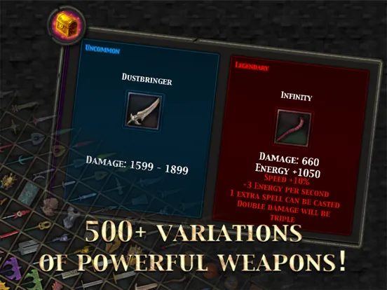 Game called 'Potent' showing the weapon and variation system