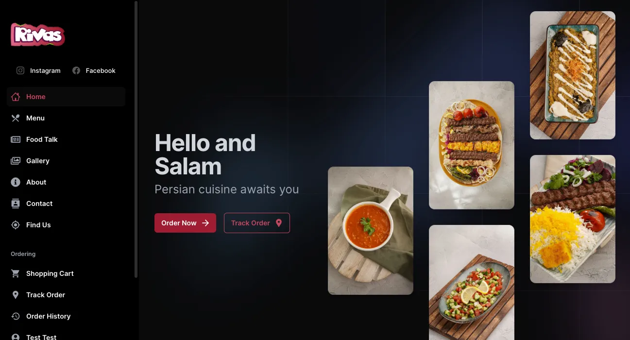 Restaurant online store screenshot